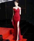 【5色】ロングドレス 高品質 ナイトドレス 宴会 オフショルダー 演奏会 XH2-YEY16655#