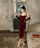 膝丈ドレス 肌見せ エレガント 気質 セクシー 着痩せ おしゃれ XH2-ZED881073DXH348