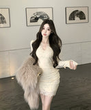 【2色】ミニドレス キャバドレス レース セクシー 高級感 谷間見せ エレガント おしゃれ XH2-XKD-D355-6601-Nov27