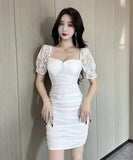 【2色】ミニドレス キャバドレス レース セクシー 谷間見せ 指名 XH2-DD5755