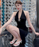 ミニドレス キャバドレス セクシー ホルターネック 非対称 XH2-LQE‐A3205H515