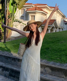 サンドレス 海辺 旅行 着瘦せ 大人可愛い お洒落 XH2-QJ1182