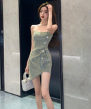 キャバドレス セクシー 非対称 chic 美足効果 ミニドレス XH2-DD4652