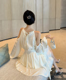 【ベージュ＆ブラック】ミニドレス キャバドレス エレガント 気質 フリル 大人可愛い XH2-DD5043