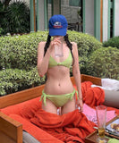 【2色】ビキニ 水着 ワンピース セクシー ガーリー かわいい ビーチ 海 温泉 チェック柄 XH7-CF-SNM24168