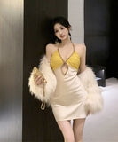 ミニドレス セクシー ホルターネック 谷間見せキャバドレスパーティー 気質 おしゃれ XH2-MXX2030