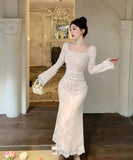 ロングドレス カワセクシー キャバドレス エレガント レース 気質 XH2-ZED886157DXH343A