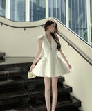 手作りドレスミニドレスAラインレースバックレスドレス谷間見せカワセクシーエレガント気質宴会パーティーXH2-XKD-D200-8100-Jun7