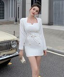 ミニドレス エレガント 気質 袖付き セクシー 着瘦せ 通勤 XH2-ZED889540GT347