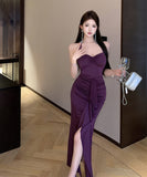 ロングドレス セクシー 宴会 ホルターネック エレガント 気質 美脚効果 XH2-XKD-D342-711-May19