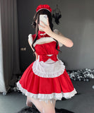 【3点セット】クリスマ 大人可愛い セクシー サンタ服 コスプレ レース リボン XH2-LZ2816