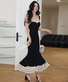 ロングドレス セクシー エレガント マーメイドドレス フリル 気質 通勤 XH2-ZED889709GT347