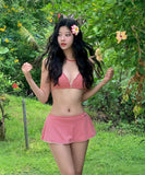 2色 3点セット ビキニ 水着 フリル セクシー ガーリー チェック柄 ビーチ 海 温泉 XH7-CF-SNMQ372