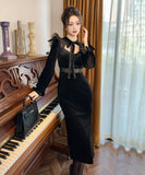 手作り 膝丈ドレス partyドレス チュール 真珠 エレガント 宴会 マーメイドドレス XH2-JY30694