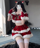 【4点セット】クリスマ 大人可愛い セクシー サンタ服 コスプレ Aライン ベアトップ リボン XH2-QYL7061