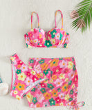 3点セット ビキニ セクシー 花柄 温泉 パフスリーブ 水着 海辺 INS話題 XH7-ZH25900
