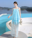 ロングドレス サンドレス キャミワンピ セクシー レース カワセクシー SNS話題 旅行 おしゃれ XH2-CD6-157-32140700