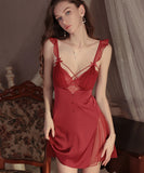 【3色】パジャマドレスのみ セクシー ルームウェア パット付き パジャマ レース ホルターネック XH8-GR-4528