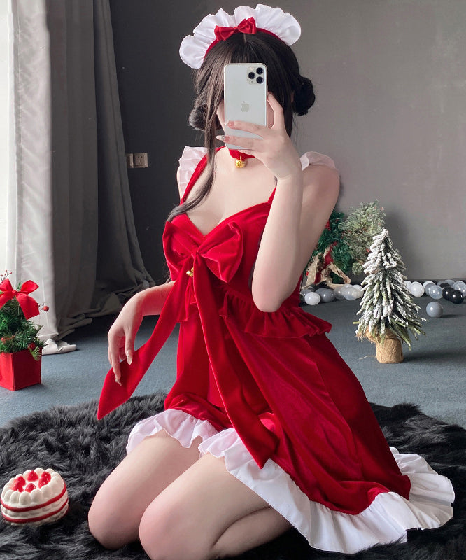 【3点セット】クリスマ サンタコス Aライン 着瘦せ 大人可愛い セクシー サンタ服 コスプレリボン XH2-JXL-S11