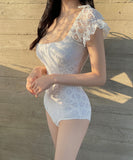 【2点セット】水着ビキニワンピースAライン体型カバー露出控え着痩せ気質フラワーカワセクシー XH7-DP-A21807