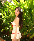 水着 モノキニ ビキニ フリル ベアトップ リボン 体型カバー 着痩せ 気質 セクシー 温泉 ビーチ 海 XH7-SNM-S031