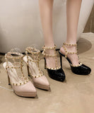 【2色】パンプス　痛くない　ハイヒール　ピンヒール　通勤用　エナメル　パンプス リベット　ハイヒール ポインテッドトゥ ヒール10cm エナメル　パンプス　ピンヒール 美脚パンプス 定番 フォーマル 結婚式 オフィス 大きいサイズ25.5cm XH5-DLHS6266-2