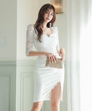 膝丈ドレス セクシー レース 高級感 結婚式 キャバドレス XH2-ZED888035HF225A