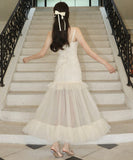 ロングドレス マーメイドドレス セクシー セレブ風 エレガント 宴会 パーティー チュール フリル  XH2-CD6-143-71120680