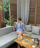 2点セット ビキニ セクシー 体型カバー 背露出 水着 おしゃれ 着痩せ YH7-DP-A21997