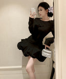 【2色】minidress キャバドレス チューリップスカート長袖着痩せ気質パーティーXH2-XKD-D342-868-Oct13