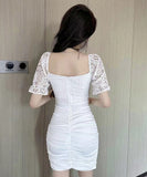 【2色】ミニドレス キャバドレス レース セクシー 谷間見せ 指名 XH2-DD5755