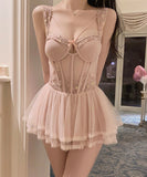 【4色】セクシーランジェリー セクシー下着 ベビードール キャミソール ルームウェア レース 透け感 魅惑 XH8-GR-G4970