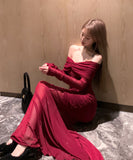 ロングドレスマーメイドドレスオフショルダーセクシー気質エレガント着痩せXH2-CD7-1C01-73780560