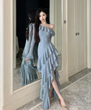 ロングドレス ワンーショルダー フリー カワセクシー スリート 気質 大人可愛い 女子力 XH2-ZED885269DXH238B