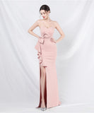 【5色】ロングドレス ナイトドレス ベアトップ スリート 宴会 演奏会 誕生日 XH2-YEY31319#