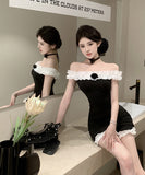 【2色】2点セット ミニドレス キャバドレス タイトドレス オフショルダー カワセクシー XH2-ZED882321DXH437