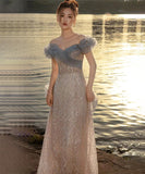 手作り バースデーロングドレス 宴会 パーティー 演奏会 オフショルダーフ キラキラ XH2-MBYD6.23