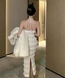 膝丈ドレス 背露出 オフショルダー 新作 気質 エレガント 宴会 着痩せ おしゃれ YH2-DD6460