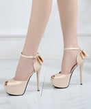 【3色】ヒールサンダル 12/14cm 新作 リボン 美足効果 セクシー 大人可愛い XH5-DLXL914-95