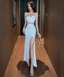 【2色】ロングドレス キャバドレス ベアトップ セクシー 宴会 party XH2-DD5028