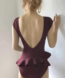 【2色】M-XXL モノキニ 水着 バックレス フリル ワンピース 着痩せ ビキニ海 露出控え カワセクシー ビーチ XH7-PB23