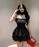 キャバドレス ミニドレス フリル 水玉模様 エレガント セクシー かわいい YH2-LE-n177