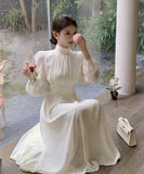 ロングドレス エレガント 袖付き チュール パフスリーブ Aライン 着痩せ 気質 XH2-CD7-339-50900750