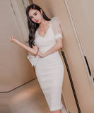 膝丈ドレス キャバドレス エレガント 谷間見せ カワセクシー パフスリーブ 気質 XH2-ZED885526A71