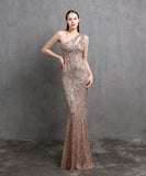 【5色】ロングドレス 高品質 キラキラ ナイトドレス 宴会 ワンショルダー 演奏会 XH2-YEY18519#