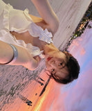 ビキニ 温泉 セクシー ホルターネックフリル 谷間魅せ  水着 モノキニ XH7-BY-WX002