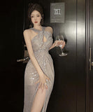 ロングドレス キャバドレス 宴会 セクシー キラキラ 谷間魅力 ノースリーブ YH2-ZED888205DXH238A