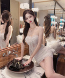 【4色】ミニドレス レース キャバドレス カワセクシー 肌見せ タイトドレス 着痩せ XH2-DD4123