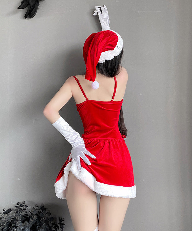 【5点セット】クリスマ 大人可愛い セクシー サンタ服 コスプレ レース リボン XH2-MMKQ354