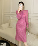 手作り 膝丈ドレス partyドレス チュール キラキラ エレガント 宴会 マーメイドドレス XH2-JY50779